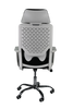 Ergonomic office chair with mesh back and adjustable armrests on a white background