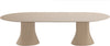 Beige oval table with a modern design on a white background