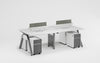 Modern office desk with partition panels on a white background