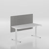 White desk with a gray screen on a light gray background
