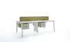 White office desk with green partition on a white background