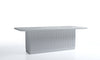 Rectangular white table on a white background