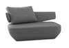 Gray cushioned chair with a pillow on a white background