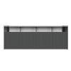 Modern wall-mounted fireplace with metallic finish on a white background