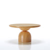 Wooden side table with a minimalist design on a white background