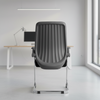 Gray office chair with a ribbed backrest on a white background