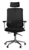 Black office chair with headrest on a white background